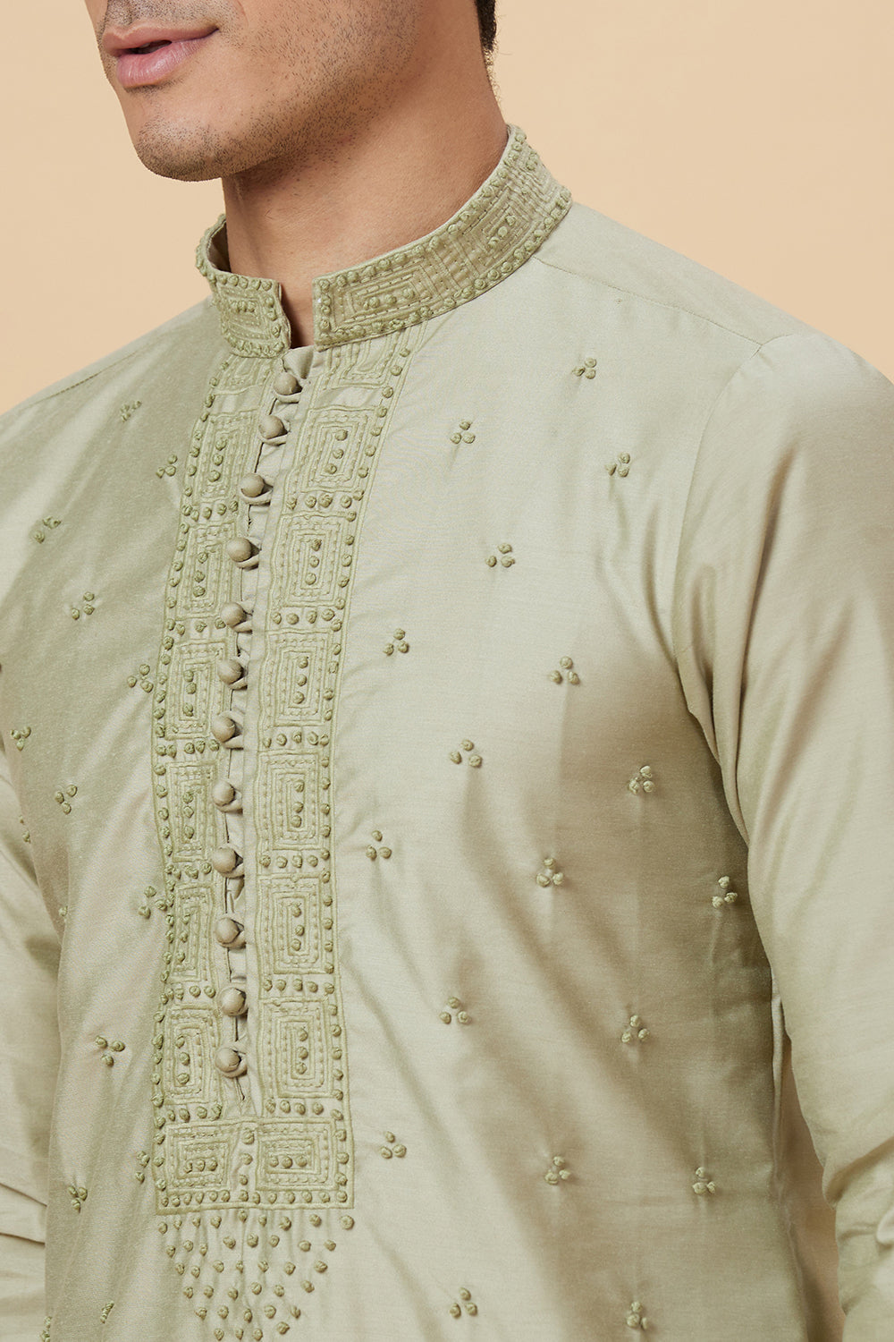 Kurta with French knot hand embroidery