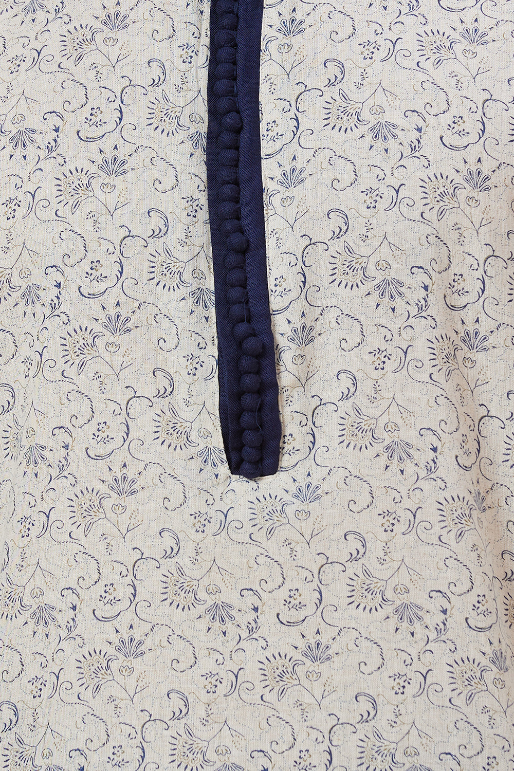 Kurta Linen Floral Potli Button