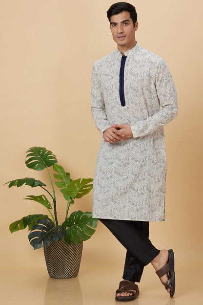 Kurta Linen Floral Potli Button