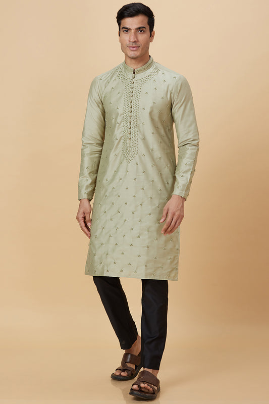 Kurta with French knot hand embroidery