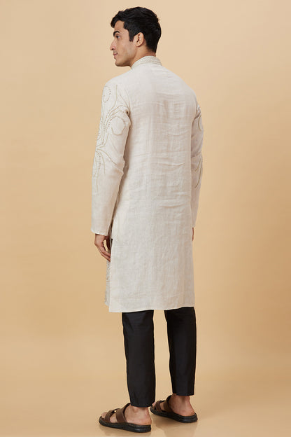 Kurta Linen Cream French Knot Embroidery