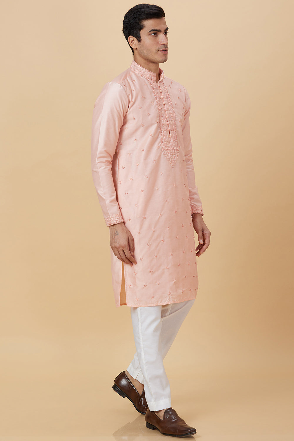 Kurta with French knot hand embroidery