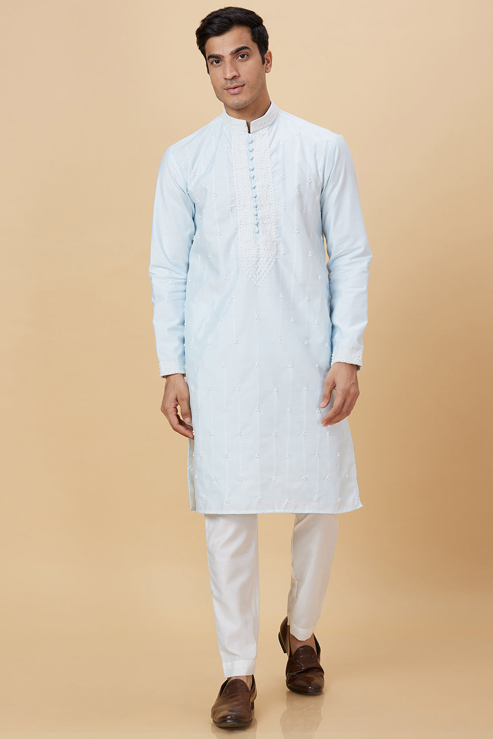 Kurta with French knot hand embroidery