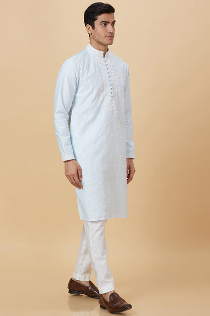 Kurta with French knot hand embroidery