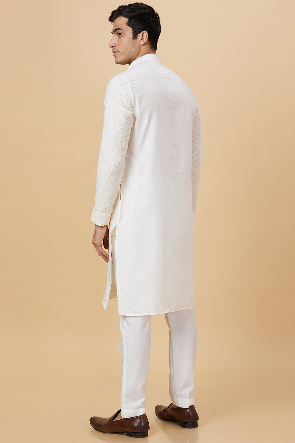 Kurta Cream zig zag work