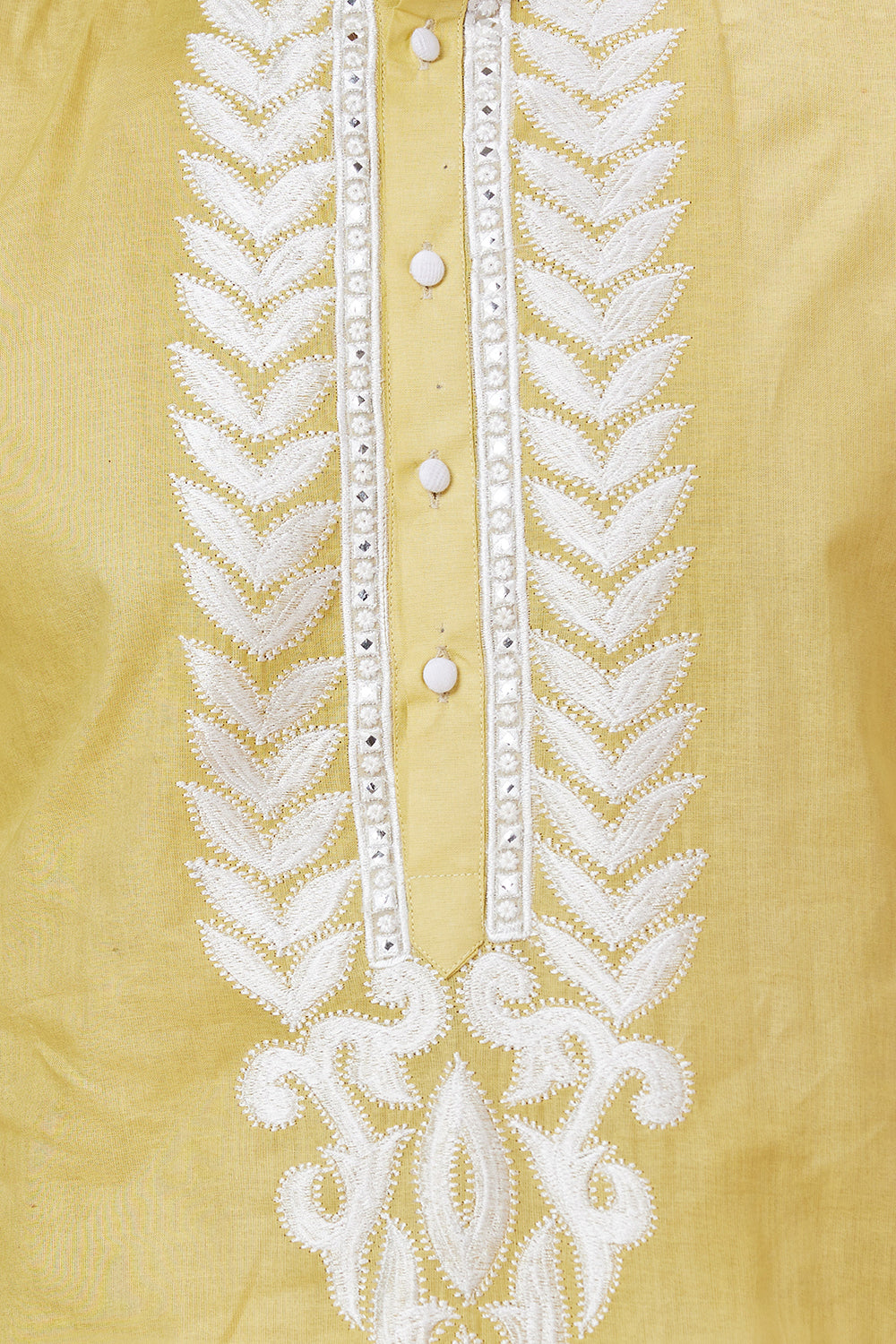 Kurta with Embroidery on Yoke and bottom with mirror work detailing