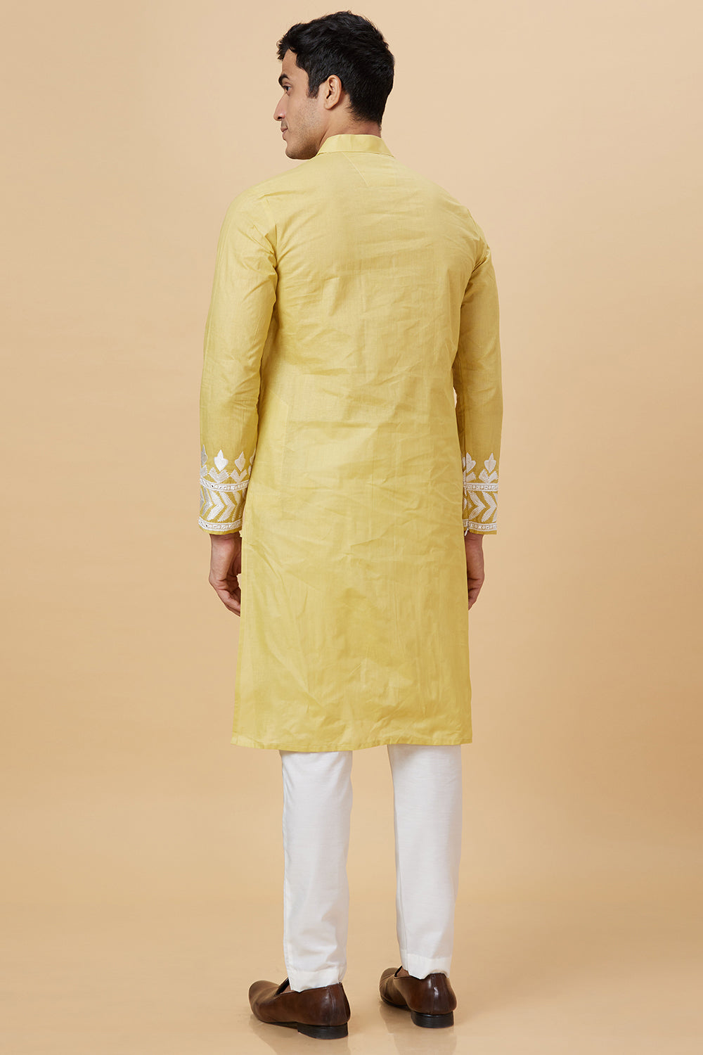 Kurta with Embroidery on Yoke and bottom with mirror work detailing