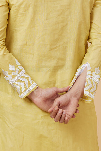 Kurta with Embroidery on Yoke and bottom with mirror work detailing