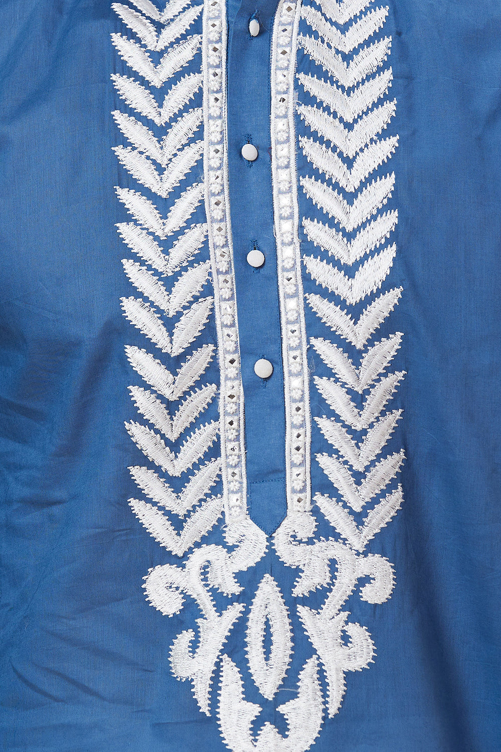 Kurta with Embroidery on Yoke and bottom with mirror work detailing