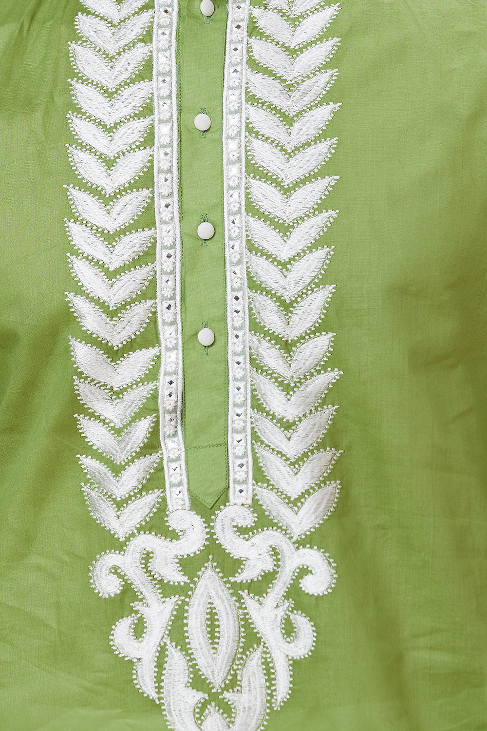 Kurta with Embroidery on Yoke and bottom with mirror work detailing