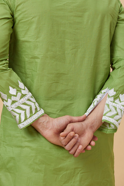 Kurta with Embroidery on Yoke and bottom with mirror work detailing