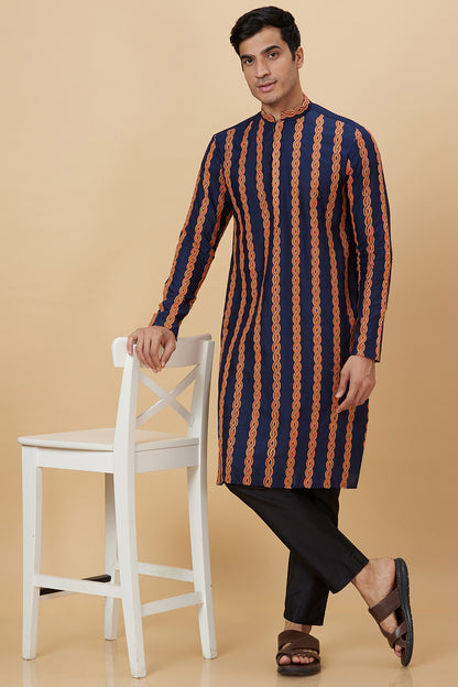 Kurta Navy with Rope Embroidery