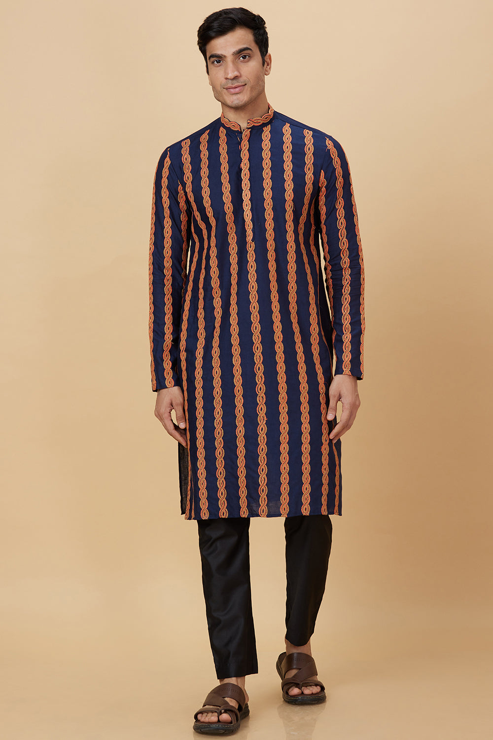 Kurta Navy with Rope Embroidery