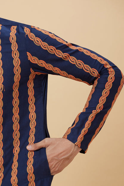 Kurta Navy with Rope Embroidery