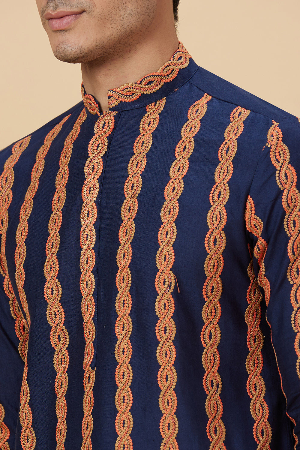 Kurta Navy with Rope Embroidery