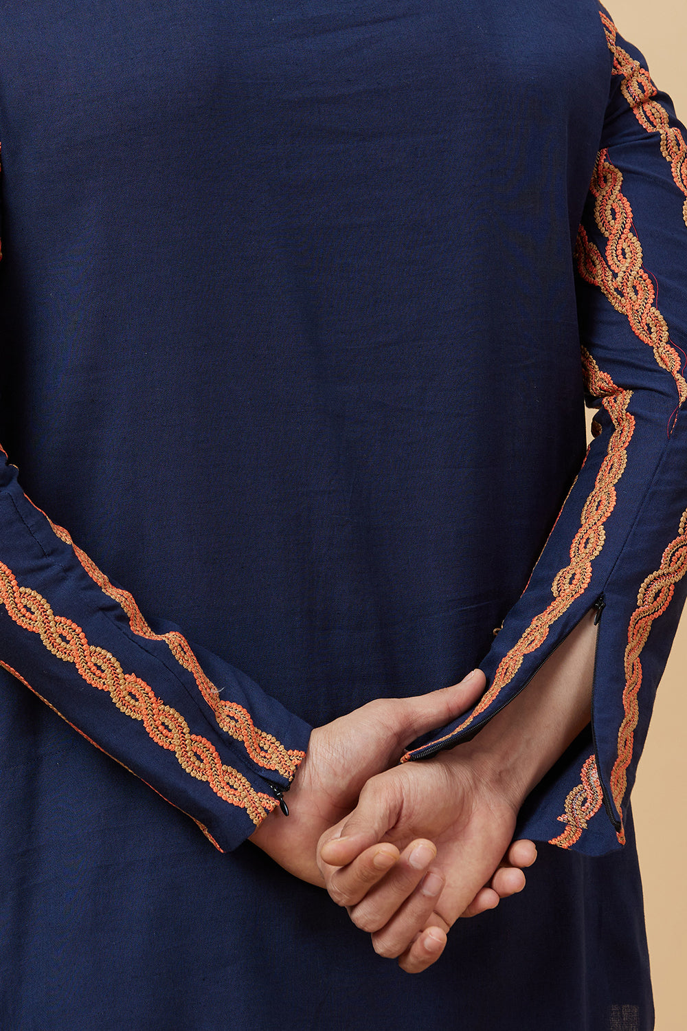 Kurta Navy with Rope Embroidery