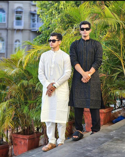 Kurta Cotton White Pintucks