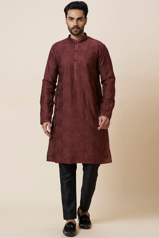 Kurta Rust Leaf Embroidery