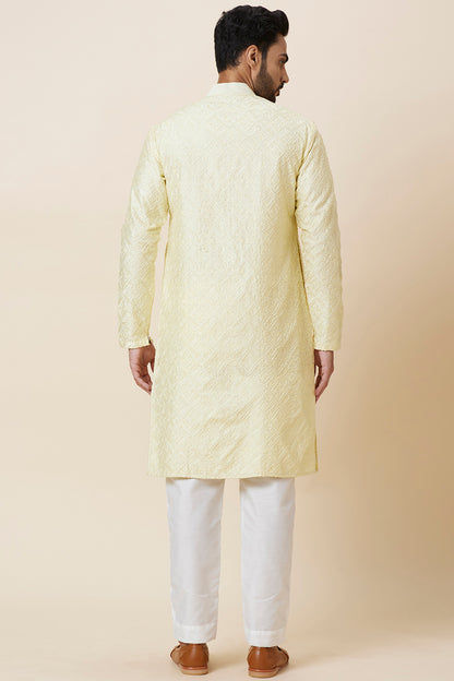 Kurta Lemon Geometrical full Embroidery