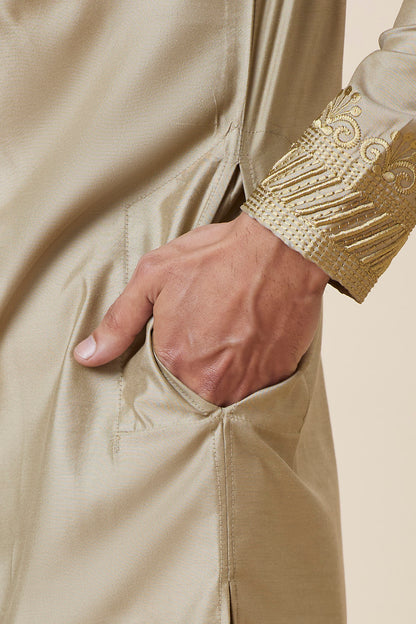 Kurta Mehendi Green Placket emb